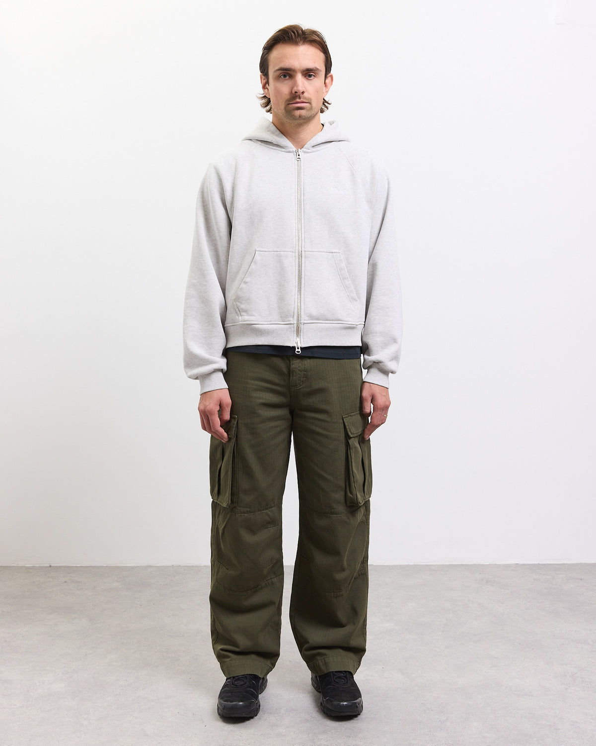 Boxy Raglan Zip Hoodie